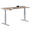 Schäfer Shop Genius Bureau MODENA FLEX, réglage électrique de la hauteur, rectangle, pied en T, L 1600 x P 800 mm, chêne/alu blanc