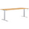 Schäfer Shop Genius Bureau MODENA FLEX, réglage électrique de la hauteur, rectangle, pied en T, L 1800 x P 800 mm, hêtre/alu blanc
