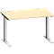 Schäfer Shop Genius Bureau MODENA FLEX, tube rectangulaire à piétement en C, L 1200 x P 800 mm, érable/alu blanc