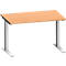 Schäfer Shop Genius Bureau MODENA FLEX, tube rectangulaire à piétement en C, L 1200 x P 800 mm, hêtre/alu blanc