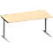 Schäfer Shop Genius Bureau MODENA FLEX, tube rectangulaire à piétement en C, L 1600 x P 800 mm, érable/alu blanc