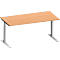 Schäfer Shop Genius Bureau MODENA FLEX, tube rectangulaire à piétement en C, L 1600 x P 800 mm, hêtre/alu blanc