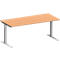 Schäfer Shop Genius Bureau MODENA FLEX, tube rectangulaire à piétement en C, L 1800 x P 800 mm, hêtre/alu blanc