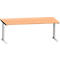 Schäfer Shop Genius Bureau MODENA FLEX, tube rectangulaire à piétement en C, L 2000 x P 1000 mm, hêtre/alu blanc