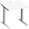 Schäfer Shop Genius Bureau MODENA FLEX, tube rectangulaire à piétement en C, L 800 x P 800 mm, blanc/alu blanc