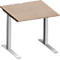 Schäfer Shop Genius Bureau MODENA FLEX, tube rectangulaire à piétement en C, L 800 x P 800 mm, décor chêne/alu blanc