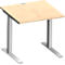Schäfer Shop Genius Bureau MODENA FLEX, tube rectangulaire à piétement en C, L 800 x P 800 mm, érable/alu blanc