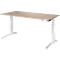 Schäfer Shop Genius-bureau PLANOVA ERGOSTYLE, elektrisch in hoogte verstelbaar, rechthoekig, C-voet, B 1600 x D 800 x H 645-1305 mm, eiken/wit
