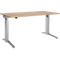 Schäfer Shop Genius-bureau PLANOVA ERGOSTYLE, elektrisch in hoogte verstelbaar, rechthoekig, C-voet, B 1600 x D 800 x H 715-1182 mm, eiken/wit aluminium