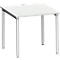 Schäfer Shop Genius Bureautafel MODENA FLEX, 4-poot ronde buis, B 800 x D 800 mm, lichtgrijs/blank aluminium 