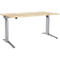 Schäfer Shop Genius Bureautafel PLANOVA ergoSTYLE, C-poot, rechthoek, eentraps elektr. in hoogte verstelbaar, B 1600 mm, esdoornpatroon/blank aluminium 