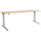 Schäfer Shop Genius Bureautafel PLANOVA ergoSTYLE, C-poot, rechthoek, eentraps elektr. in hoogte verstelbaar, B 2000 mm, esdoornpatroon/blank aluminium 