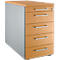 Schäfer Shop Genius Caisson fixe 13333, avec poignée angulaire, l. 435 x H 717 mm, coloris alu blanc/alu blanc/hêtre 