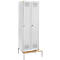 Schäfer Shop Genius Casier de vestiaires avec banc, 2 compartiments, largeur de compartiment 300 mm, serrure de sécurité à came batteuse, gris clair
