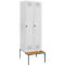 Schäfer Shop Genius Casier de vestiaires avec banc, 2 compartiments, serrure de sécurité à came batteuse, gris clair/gris clair