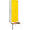 Schäfer Shop Genius Casier de vestiaires avec banc, 2 compartiments, serrure de sécurité à came batteuse, gris clair/jaune