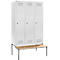 Schäfer Shop Genius Casier de vestiaires avec banc, 3 compartiments, largeur de compartiment 400 mm, serrure à cylindre, gris clair/gris clair