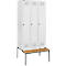 Schäfer Shop Genius Casier de vestiaires avec banc, 3 compartiments, serrure à came batteuse, gris clair/gris clair