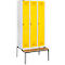 Schäfer Shop Genius Casier de vestiaires avec banc, 3 compartiments, serrure à came batteuse, gris clair/jaune