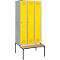 Schäfer Shop Genius Casier de vestiaires avec banc, 3 compartiments, serrure à cylindre, argent clair/jaune