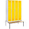 Schäfer Shop Genius Casier de vestiaires avec banc, 4 compartiments, serrure à cylindre, gris clair/jaune