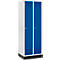 Schäfer Shop Genius Casier de vestiaires sur socle, 2 compartiments, serrure à cylindre, gris clair/bleu gentiane