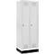 Schäfer Shop Genius Casier de vestiaires sur socle, 2 compartiments, serrure à cylindre, gris clair/gris clair