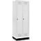 Schäfer Shop Genius Casier de vestiaires sur socle, 2 compartiments, serrure de sécurité à came batteuse, gris clair/gris clair