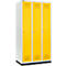 Schäfer Shop Genius Casier de vestiaires sur socle, 3 compartiments, largeur de compartiment 300 mm, serrure à cylindre, jaune colza