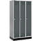 Schäfer Shop Genius Casier de vestiaires sur socle, 3 compartiments, serrure à cylindre, argent clair/anthracite