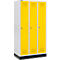 Schäfer Shop Genius Casier de vestiaires sur socle, 3 compartiments, serrure à cylindre, gris clair/jaune