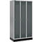 Schäfer Shop Genius Casier de vestiaires sur socle, 3 compartiments, serrure de sécurité à came batteuse, argent clair/anthracite