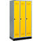 Schäfer Shop Genius Casier de vestiaires sur socle, 3 compartiments, serrure de sécurité à came batteuse, argent clair/jaune