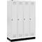 Schäfer Shop Genius Casier de vestiaires sur socle, 4 compartiments, serrure à came batteuse, gris clair/gris clair