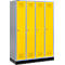 Schäfer Shop Genius Casier de vestiaires sur socle, 4 compartiments, serrure à cylindre, alu blanc/jaune