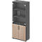 Schäfer Shop Genius combikast TETRIS WOOD, 5 OH, H 1910 mm glas- en draaideuren, hoogte incl. glijders, grafiet/eiken