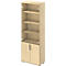 Schäfer Shop Genius combikast TETRIS WOOD, 6 OH, H 2270 mm glas- en draaideuren, hoogte incl. glijders, ahorn afwerking