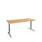 Schäfer Shop Genius desk AERO FLEX, 1 paso, pie C, ancho 1600 x fondo 800 x alto 700-1200 mm, con panel de control, decoración de haya