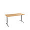 Schäfer Shop Genius desk AERO FLEX, 1 paso, pie C, ancho 1800 x fondo 800 x alto 700-1200 mm, con panel de control, decoración de haya