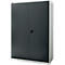 Dark gray steel cabinet with two doors and a black handle. The cabinet is in front of a white background.