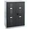 Schäfer Shop Genius dubbeldeurskast FS, staal, kijkvenster, ventilatiegaten, B 810 x D 520 x H 1105 mm, 3 OH, witaluminium/antracietgrijs, tot 180 kg