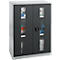 Schäfer Shop Genius dubbeldeurskast FS, staal, kijkvenster, ventilatiegaten, B 810 x D 520 x H 1105 mm, 3 OH, witaluminium/antracietgrijs, tot 180 kg
