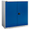 Schäfer Shop Genius dubbeldeurskast FS, staal, met ventilatiegaten, B 1055 x D 520 x H 1105 mm, 3 OH, witaluminium/ gentiaanblauw, tot 300 kg