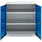 Schäfer Shop Genius dubbeldeurskast FS, staal, met ventilatiegaten, B 1055 x D 520 x H 1105 mm, 3 OH, witaluminium/ gentiaanblauw, tot 300 kg