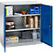 Schäfer Shop Genius dubbeldeurskast FS, staal, met ventilatiegaten, B 1055 x D 520 x H 1105 mm, 3 OH, witaluminium/ gentiaanblauw, tot 300 kg