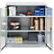 Schäfer Shop Genius dubbeldeurskast FS, staal, met ventilatiegaten, B 1055 x D 520 x H 1105 mm, 3 OH, witaluminium/wit-aluminium, tot 300 kg