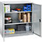 Schäfer Shop Genius dubbeldeurskast FS, staal, met ventilatiegaten, B 1055 x D 520 x H 1105 mm, 3 OH, witaluminium/wit-aluminium, tot 300 kg