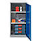 Schäfer Shop Genius dubbeldeurskast FS, staal, met ventilatiegaten, B 545 x D 520 x H 1105 mm, 3 OH, witaluminium/ gentiaanblauw, tot 150 kg