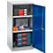 Schäfer Shop Genius dubbeldeurskast FS, staal, met ventilatiegaten, B 545 x D 520 x H 1105 mm, 3 OH, witaluminium/ gentiaanblauw, tot 150 kg