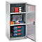 Schäfer Shop Genius dubbeldeurskast FS, staal, met ventilatiegaten, B 545 x D 520 x H 1105 mm, 3 OH, witaluminium/wit-aluminium, tot 150 kg